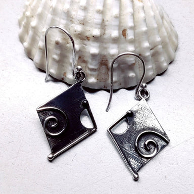 Oxidized Dangle Drop Earrings Flower Bohemian Jewelry 925 Sterling Silver - by Ancient Craft