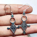 Oxidized Dangle Drop Earrings Flower Bohemian Jewelry Ethnic Elegant - by Ancient Craft
