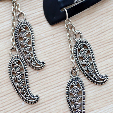 hair accessories Oxidized Silver Hair Clips Intricate Indian Filigree Paisley Accessories - by Pretty Ponytails