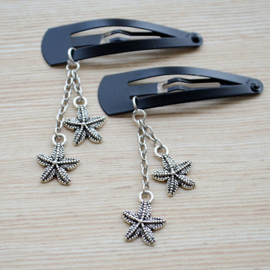 hair accessories Oxidized Silver Hair Clips simple star starfish - by Pretty Ponytails