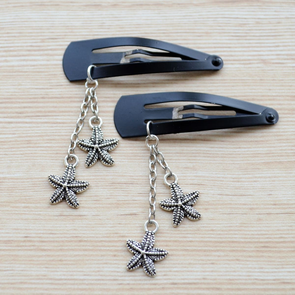 hair accessories Oxidized Silver Hair Clips simple star starfish - by Pretty Ponytails