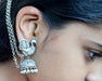 earrings Oxidized silver Jhumka with Kaan Chain traditional Indian peacock Sahara - by Pretty Ponytails