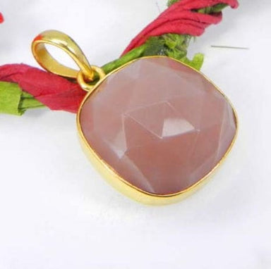 Peach Moonstone Gemstone Pendant for Chain - by Nehal Jewelry