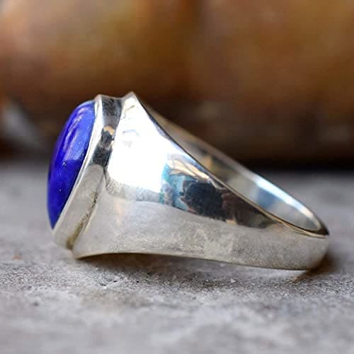 rings Pear Lapis Lazuli Gemstone Solid 925 Sterling Silver Ring Blue Natural Statement Handmade Jewelry Gift for Her - by InishaCreation