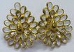 Earrings Pear Shape Crystal Polki Stud Sterling Silver Gold Plated - by TJ GEMS