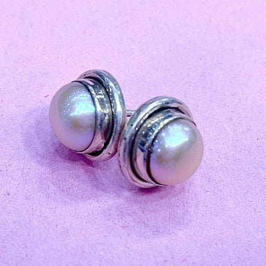 Pearl 925 Sterling Silver Stud Earrings Handmade Jewellery; 257 - by Vidita Jewels