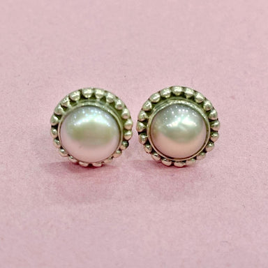 Pearl 925 Sterling Silver Stud Earrings Jewellery - by Vidita Jewels