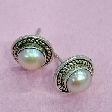 Pearl 925 Sterling Silver Stud Earrings Jewelry - by Vidita Jewels