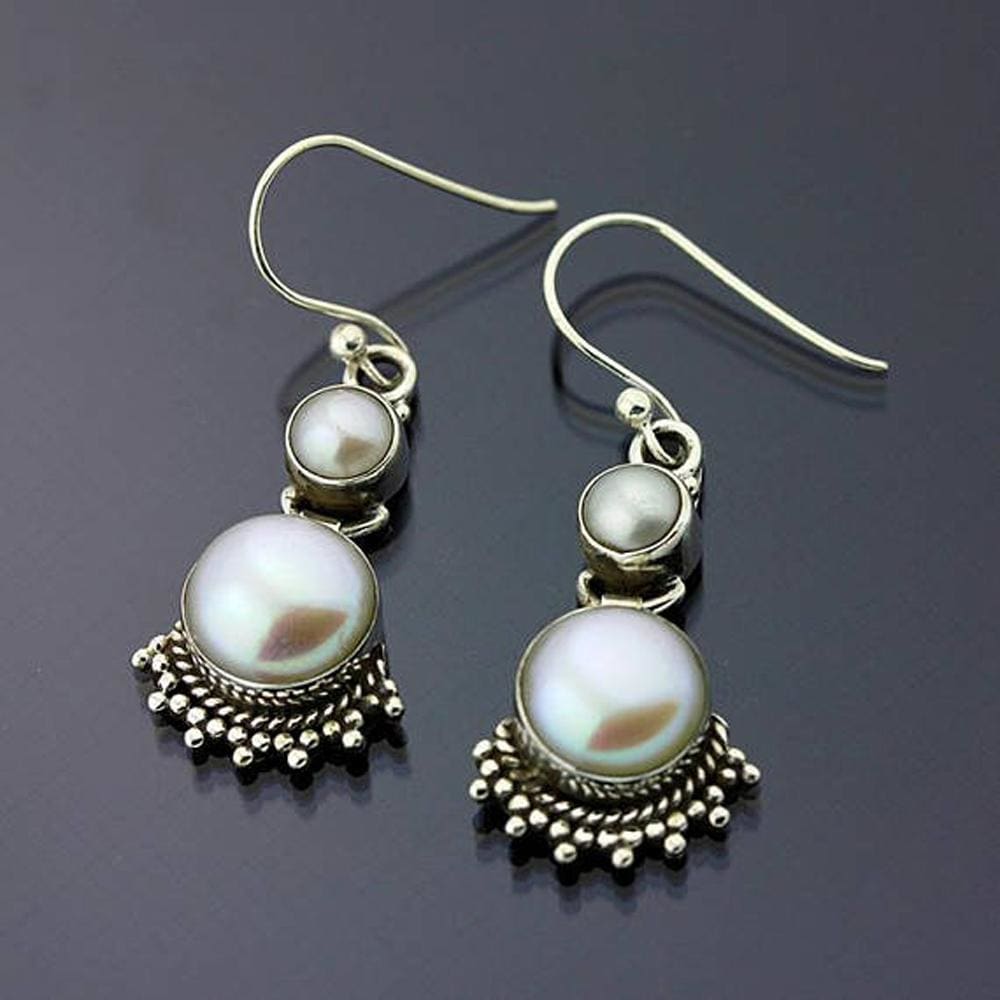 Pearl Earrings 925 Sterling Silver Earring Fresh Water Gemstone Women Handmade Boho - by GIRIVAR CREATIONS