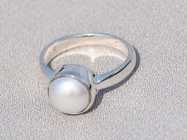 Pearl Ring Fresh Water Sterling Silver Dainty Simple Bohemian Birthstone Gemstone for her - by Paradise