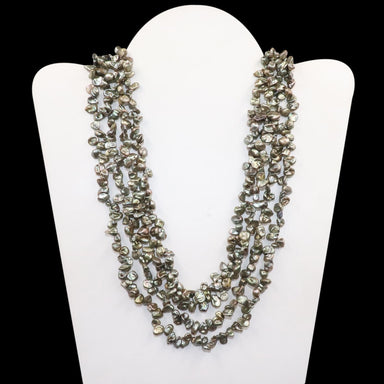 pearl string boho necklace women 925 Sterling Silver Necklace Pearl Beaded Women Festive Wear Tribal Indian - by Vidita Jewels