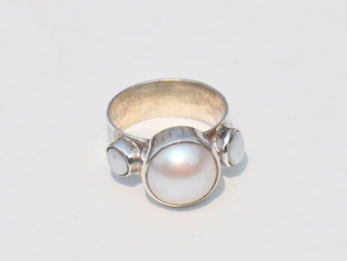 Pearl White Stone Sterling Silver Ring,birthstone Handmade Jewelry Anniversary Gift For Her - By Paradise