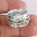 rings Peridot Gemstone Ring Two Tone Spinner Handmade 925 Sterling Silver Anxiety Meditation Spinning - by Rajtarang