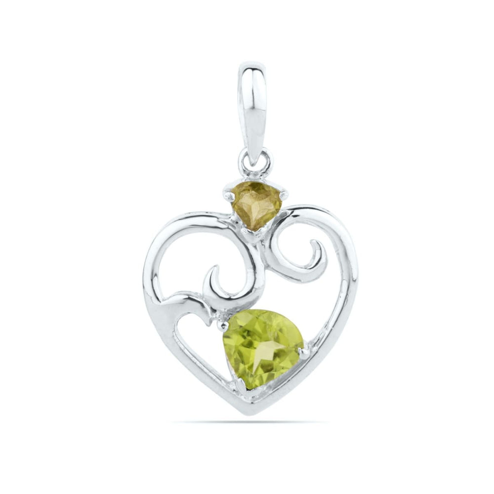 Peridot Heart Pendant Necklace Dainty Sterling Silver Minimalist Green August Birthstone