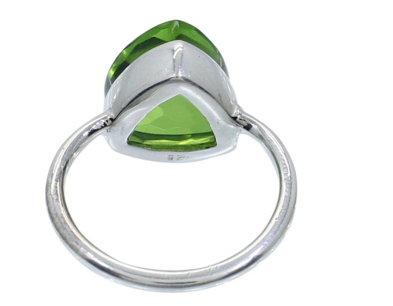 Peridot Hydro Handmade Bezel Set Ring 925 Sterling Silver Ring. Football Cut Stone - by Nehal Jewelry