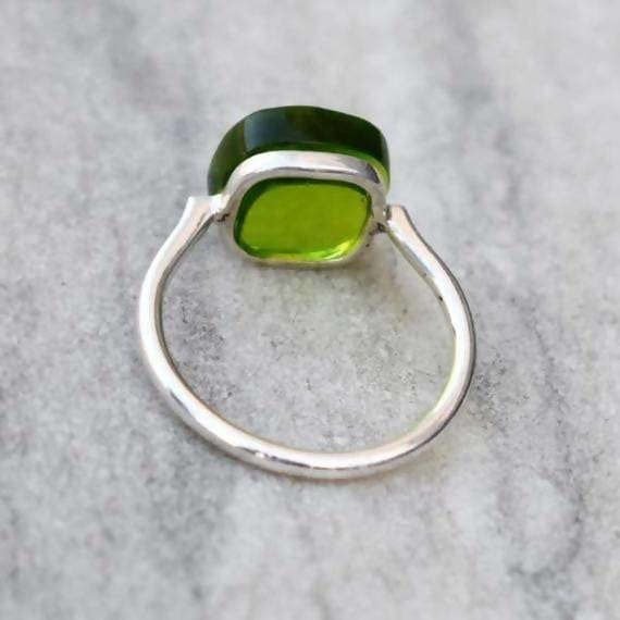 rings Peridot Ring - Solid 925 Sterling Silver Faceted 22K Yellow Gold Filled Rose Jewelry - by Subham Jewels