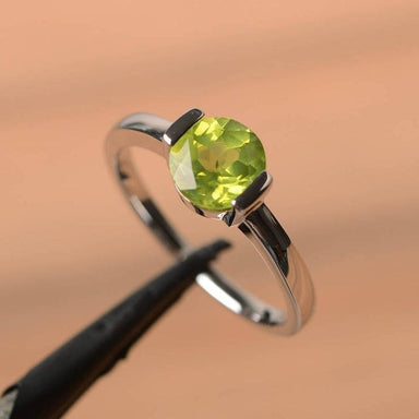 Peridot Solitaire Ring August Birthstone Handmade Jewelry Unisex Designer - by Inishacreation