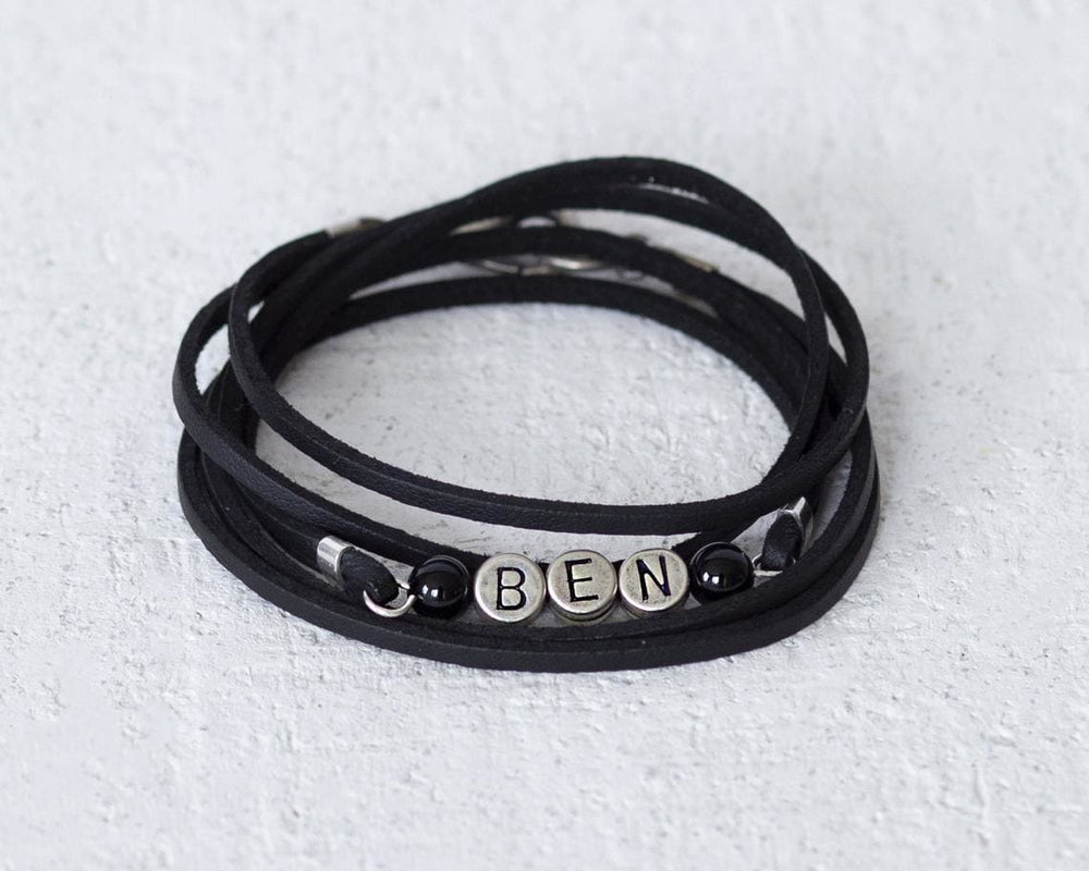 Personalized Beaded Bracelet - Men’s - Custom - Engraved - Boyfriend Gift - Husband - by Magoo Maggie Moas