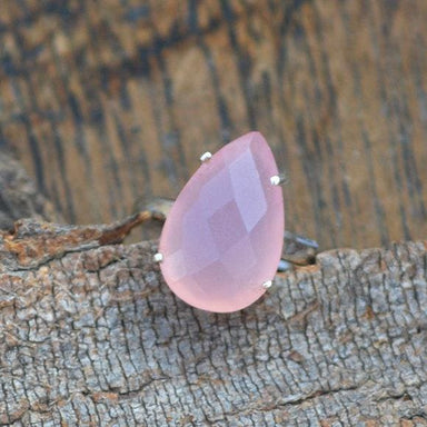 rings Pink Chalcedony Ring -925 Sterling Silver -Solitaire Fine Gift Jewelry Nickel Free Handmade Handcrafted - by NativeFineJewelry