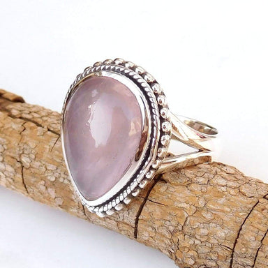 rings Pink Rose quartz Ring 925 Sterling silver Natural Ring-D002 - by Adorable Craft