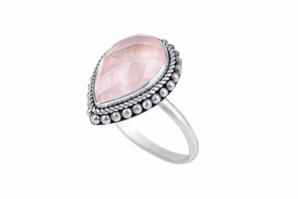 rings Pink Rose Quartz Silver Ring Jewelry for Her,Handcrafted - by Aurolius