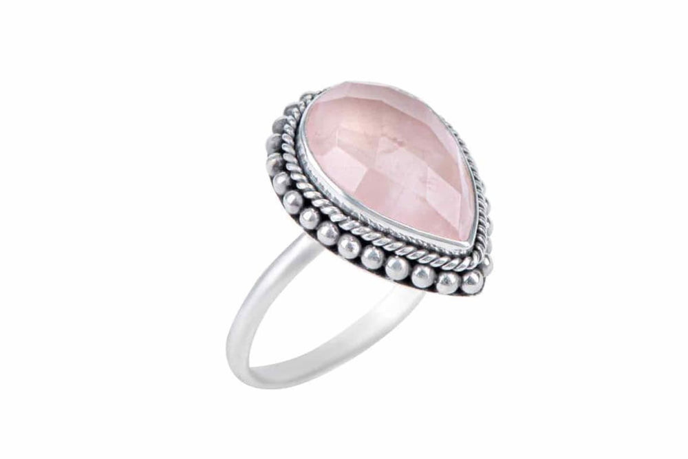 rings Pink Rose Quartz Silver Ring Jewelry for Her,Handcrafted - by Aurolius