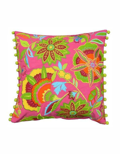 Pink Stylized Floral Embroidered Cushions - By Vliving
