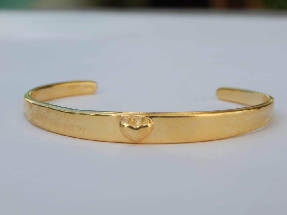 Bracelets Plain silver Bangle with Gold Plated written Heart of