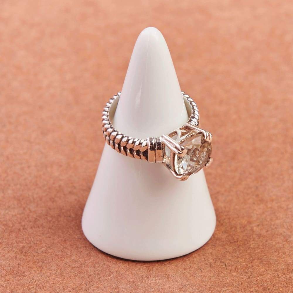 Draft ring silver white gemstone - by jaipur art jewels