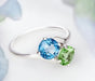 Prong Setting Swiss Blue Tppaz Peridot 925 Sterling Silver Ring Multi Stone Handmade Jewelry Gift For Her - By Girivar Creations