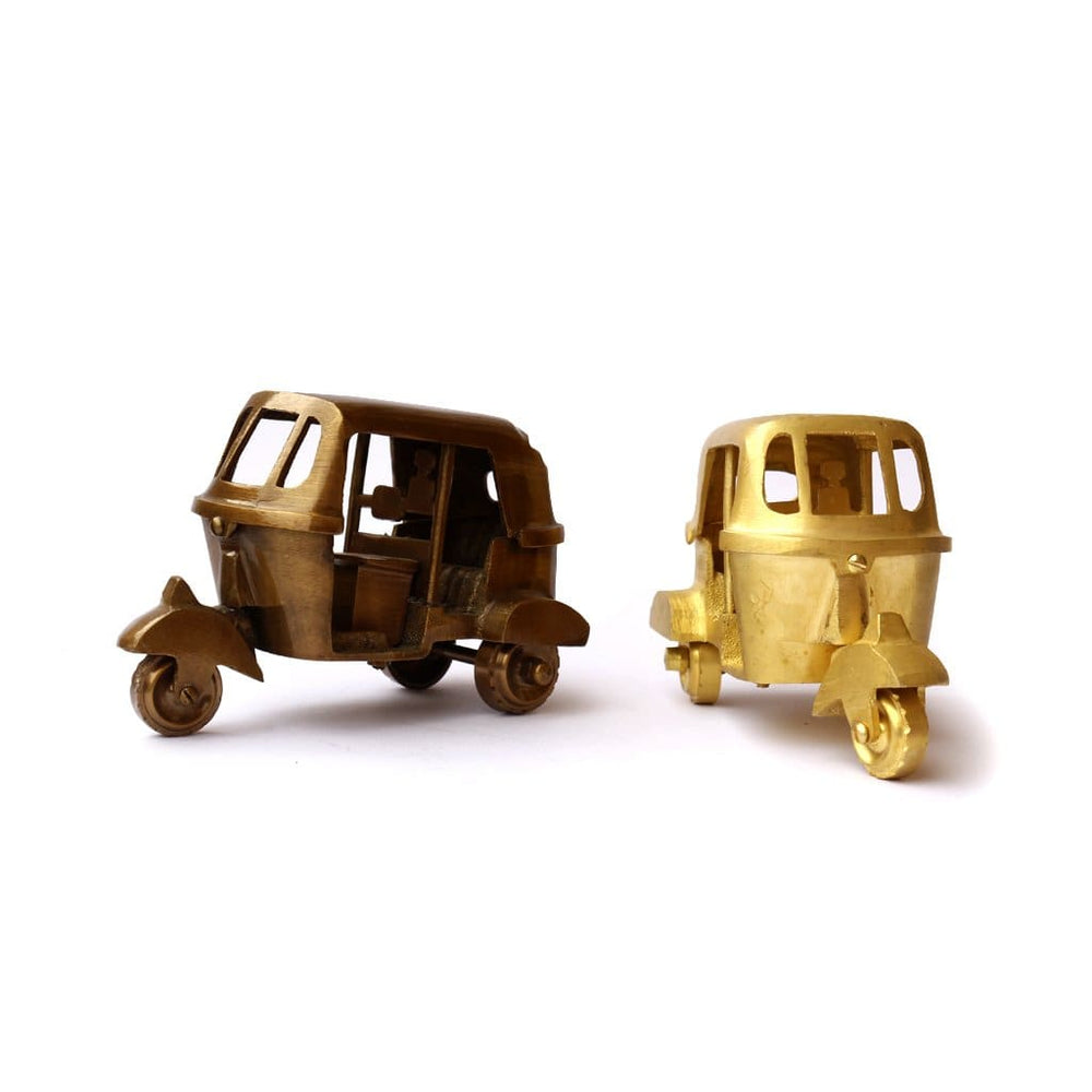 Pure Brass Tuk-Tuk Classic Vintage Auto Rickshaw Gold Ornament Bar  Decoration, Handmade By De Kulture Works