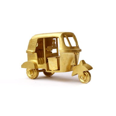 home decor Pure Brass Tuk-Tuk Classic Vintage Auto Rickshaw Gold Ornament Bar Decoration - by De Kulture Works