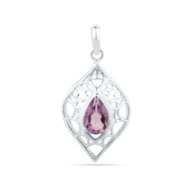Purple amethyst pendant faceted set in 92.5 sterling silver