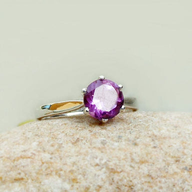 rings Purple Amethyst Ring Prong Set Sterling Silver Solitaire wedding Gift February Birthstone Nickel Free - 6 by Finesilverstudio Jewelry