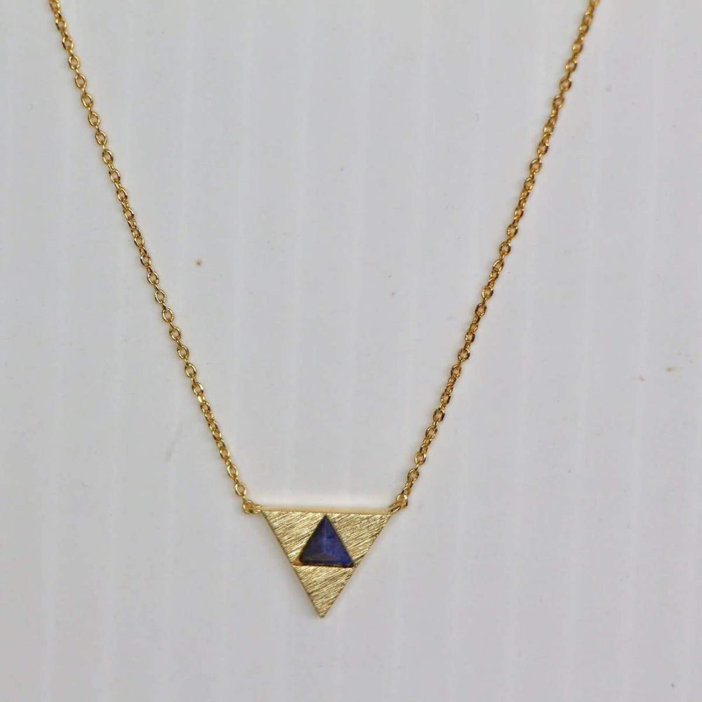 necklaces Pyramid Lapis Lazuli Charm Necklace Egyptian Gold Delicate Dipped Chain Layering Bohemian Jewelry MN113 - by Silver Soul Charms