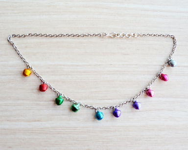 Necklace Rainbow Matte Ghungroo Silver and Multicolor - by Pretty Ponytails