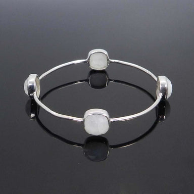 bracelets Rainbow Moonstone 925 Sterling Silver Bezel Bangle Bracelet Jewelry - by Ishu gems