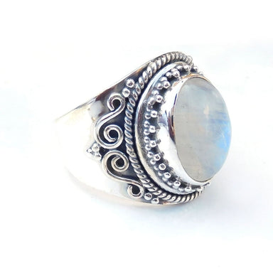 Handmade 925 Sterling Silver Rainbow moonstone Ring Moonstone Jewelry handmade-J005 - by Arte De Joyas