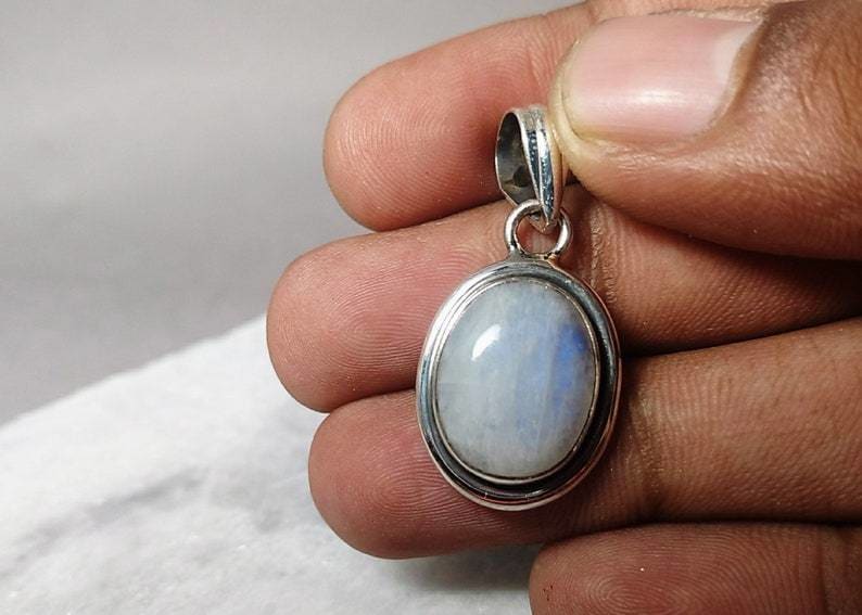pendants Rainbow Moonstone 925 Sterling Silver Pendant,June Birthstone,Gift for her - by TanaBanaCrafts