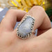 Rainbow Moonstone Coffin Ring 925 Silver Boho Dainty Women Handmade Promise Gift For Her - by GIRIVAR CREATIONS