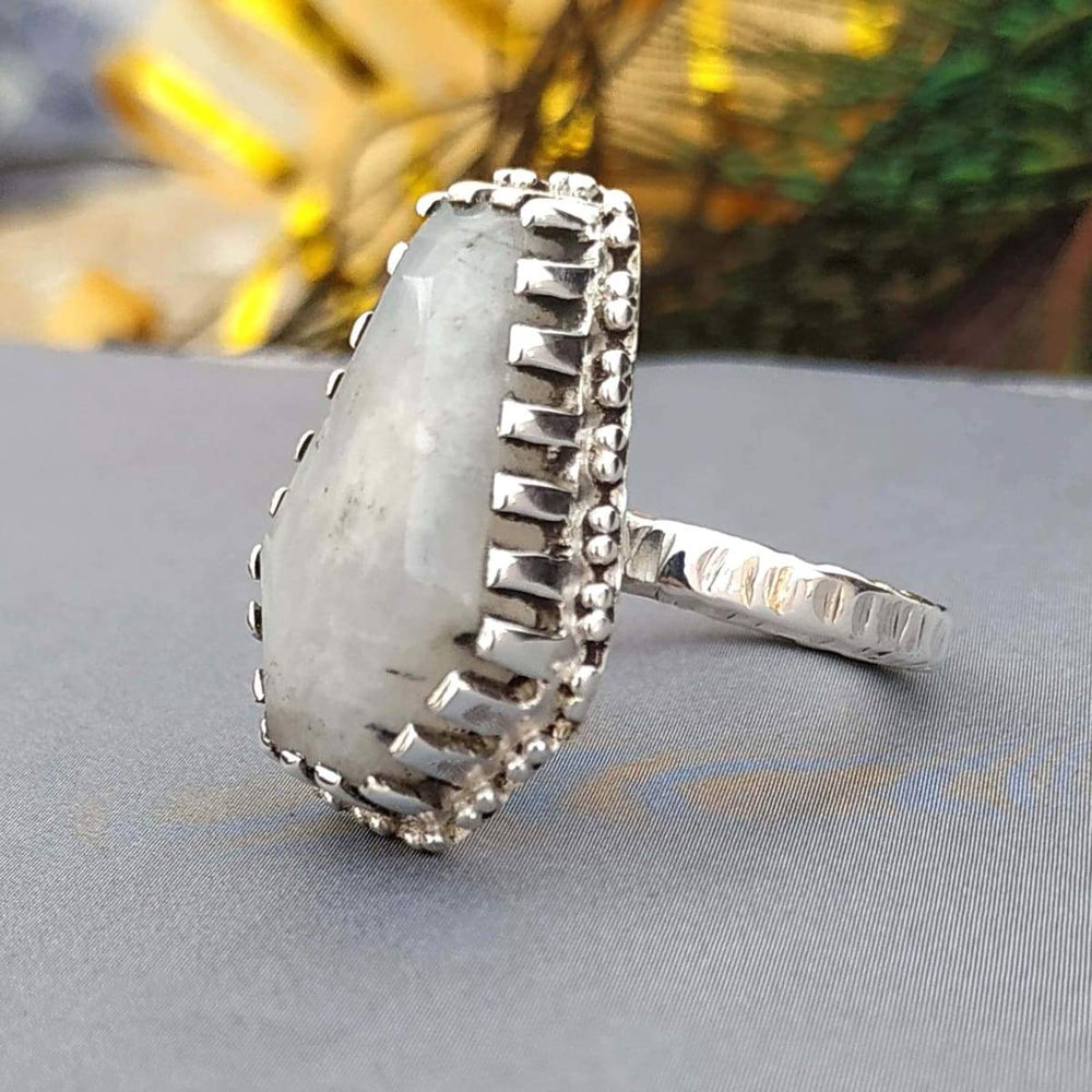 Rainbow Moonstone Coffin Ring 925 Silver Ring Boho Ring Dainty Ring Women  Ring — Discovered