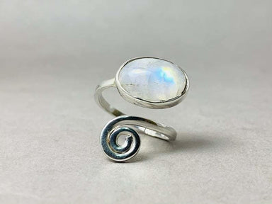 Rainbow Moonstone Ring 925 Silver Handmade Birthstone Spiral Woman Gift for her Jewelry Boho - by Heaven