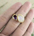 Rings Rainbow Moonstone Ring Amethyst Silver Natural Gemstone Jewellery