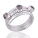 rings Rainbow Moonstone Three Gemstone Stylish Sterling Silver Ring nickel lead and cadmium free. - 6 by Rajtarang