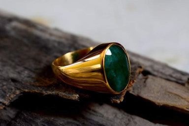 Raw Emerald Mens Ring Heavy Huge 925 Silver Men Green Gemstone Signet Mother - by InishaCreation
