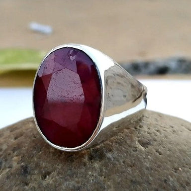 Raw Ruby Men’s Ring * 925 Sterling Silver Corundum Signet Men Middle Eastern Jewelry Birthday - by Inishacreation
