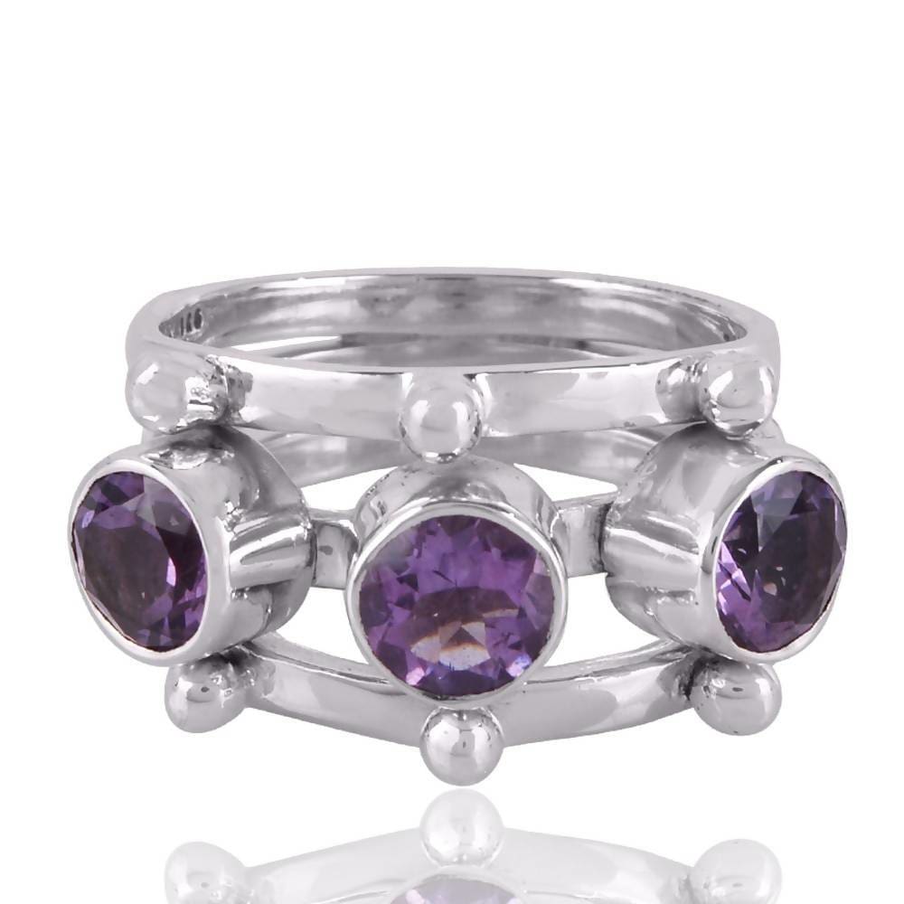 Rings Real Amethyst Ring Sterling Silver Purple Gemstone