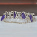 Bracelets Real Purple Amethyst Charoite Pearl And Rainbow Moonstone Handmade Sterling Silver Bracelet - by Rajtarang