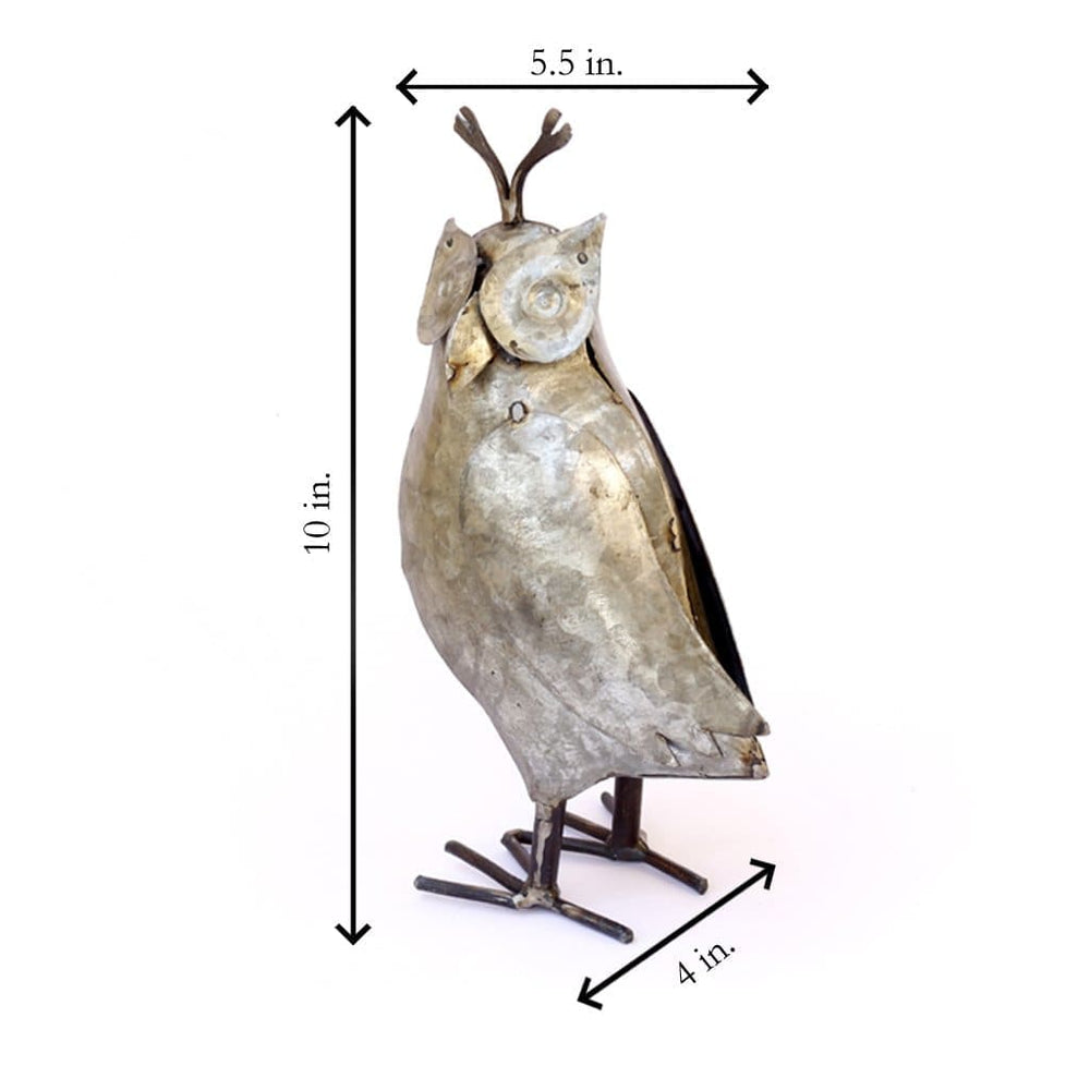 home decor Recycled Iron Owl Figure Showpiece Bird Figurine - by De Kulture Works