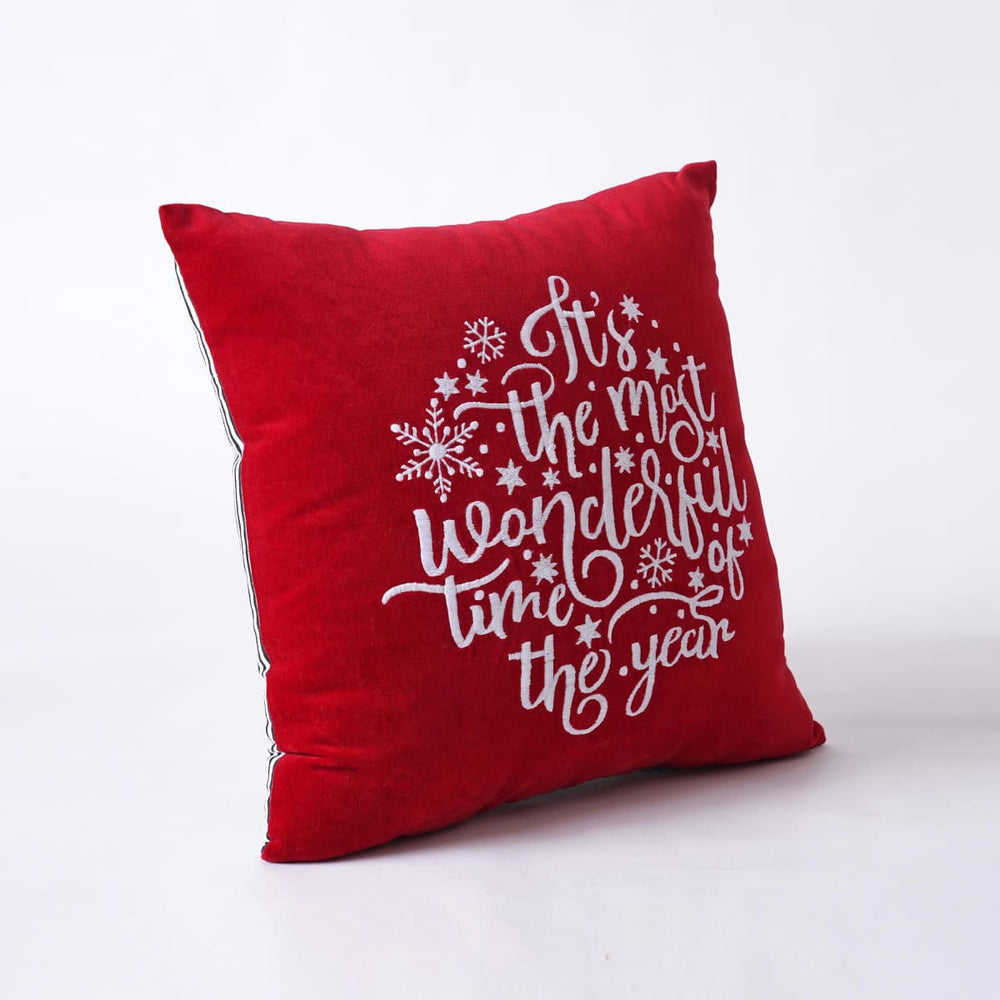 Red Christmas pillow cover in embroidered velvet sizes available - by VLiving
